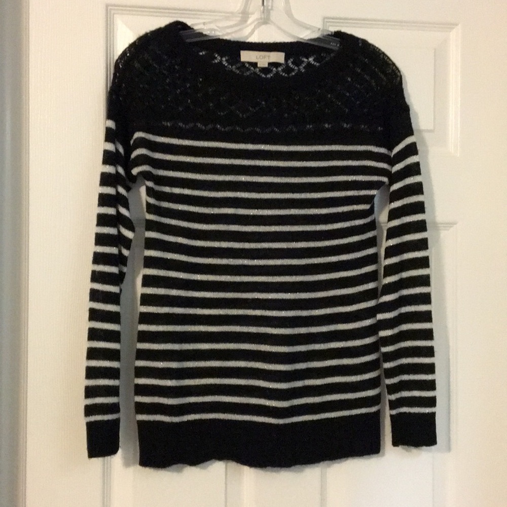 Loft sweater black and white stripe-sz XS